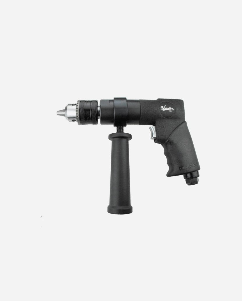 Master Palm Heavy Duty 1/2" Pneumatic Air Drill, Keyed Jacobs Chuck Air Drill, 800 Rpm, side Handle, Non-Reversible - 21590 - USD $250 - Master Palm Pneumatic