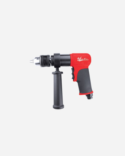 Master Palm 28580 Industrial Reversible 1/2" Keyed Jacobs Chuck Air Drill with side Handle, 650 Rpm
