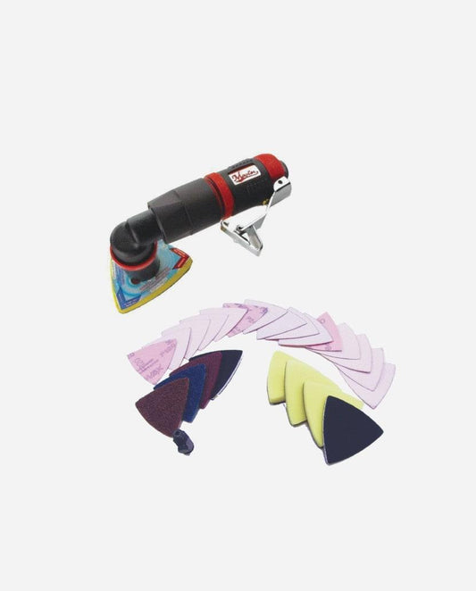 Low Profile Small Triangle Right Angle Orbital Spot Polisher/Sander Set with Muffler, 3800 Rpm
